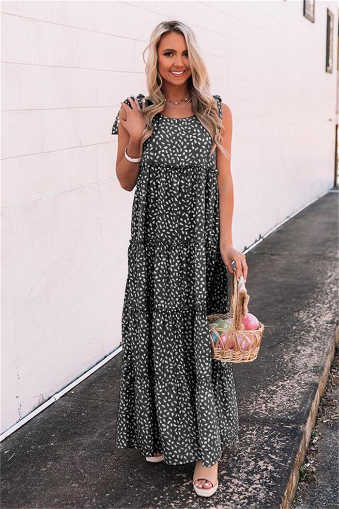 Adjustable Spaghetti Strap Sleeveless Maxi Dress