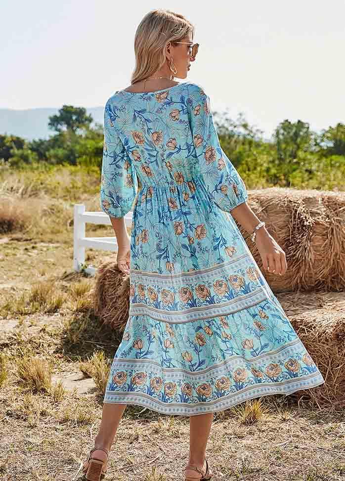 Bohemia Printed V Neck Dress