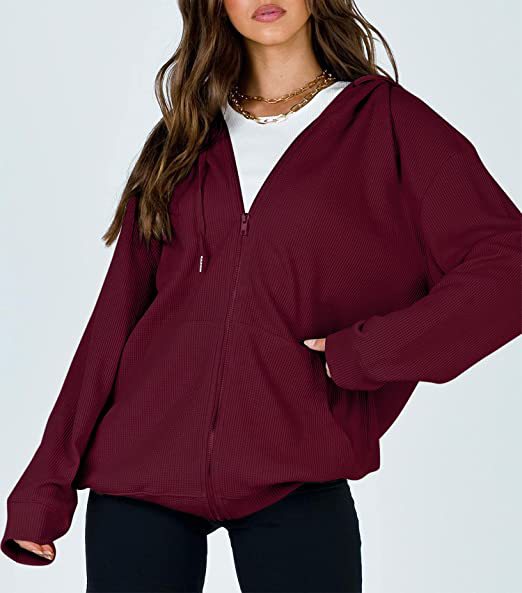 Casual Zip Up Drawstring Hoodie Sweatshirt