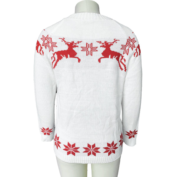 Crew Neck Xmas Print Knitted Sweater