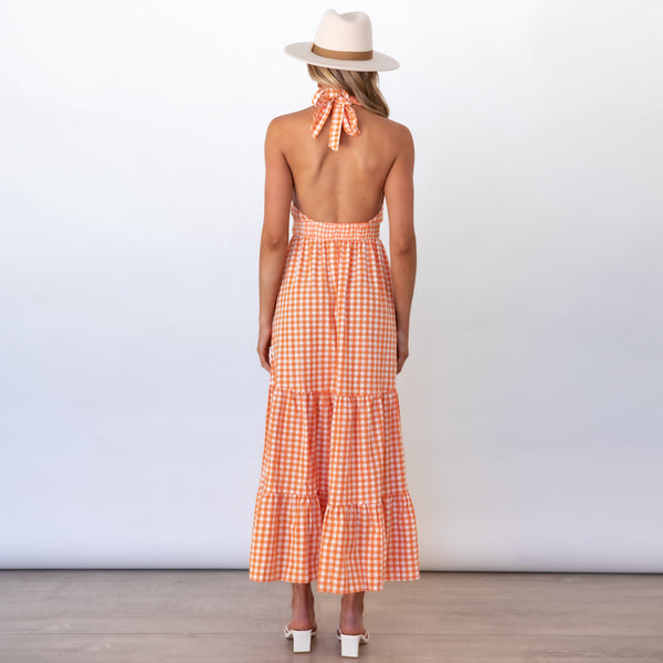 Backless Sleeveless Cross Maxi Dress