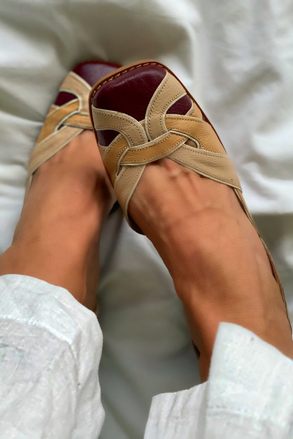 Vintage Color Block Med Heels