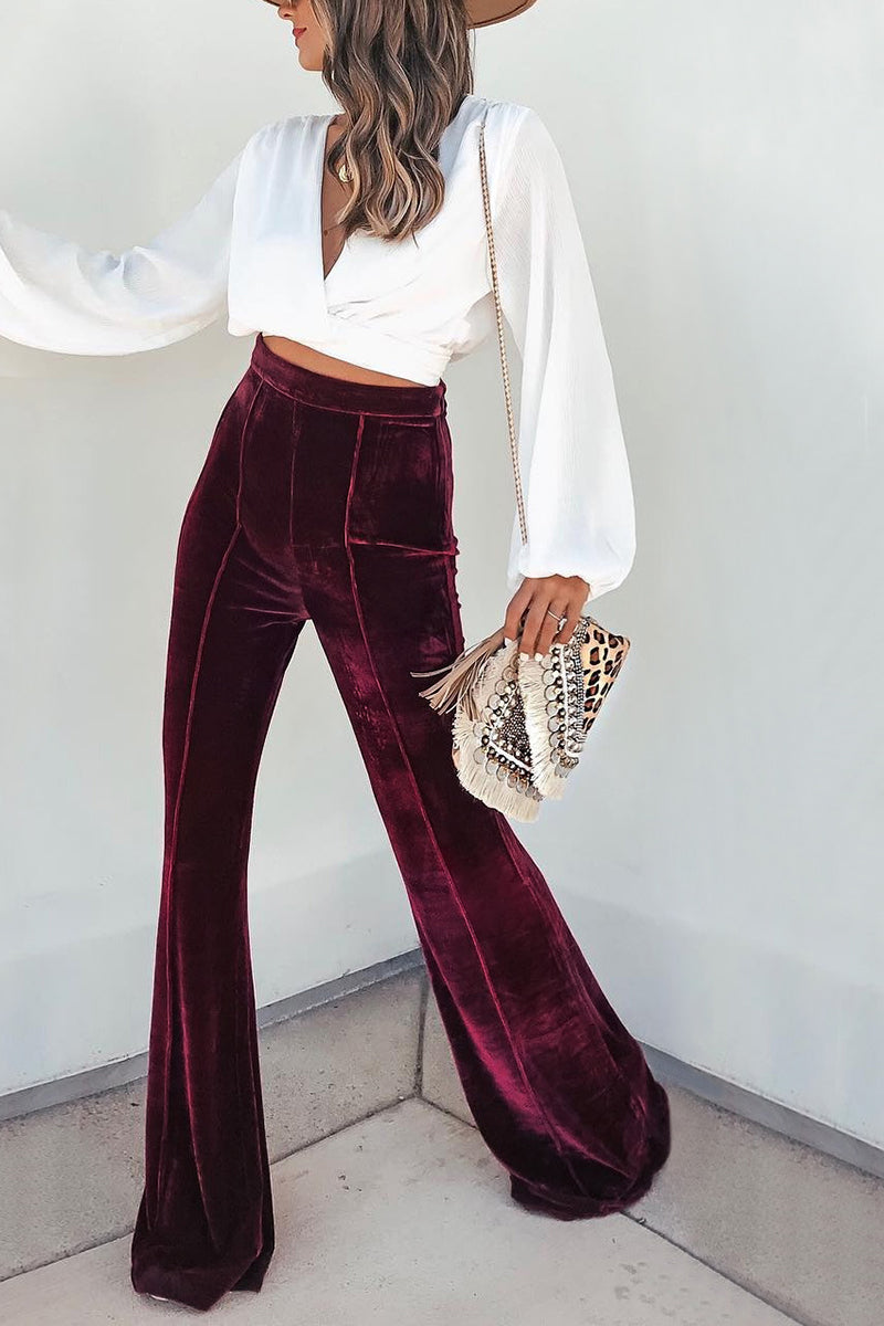 Cheerful Velvet Seam Flares Pants