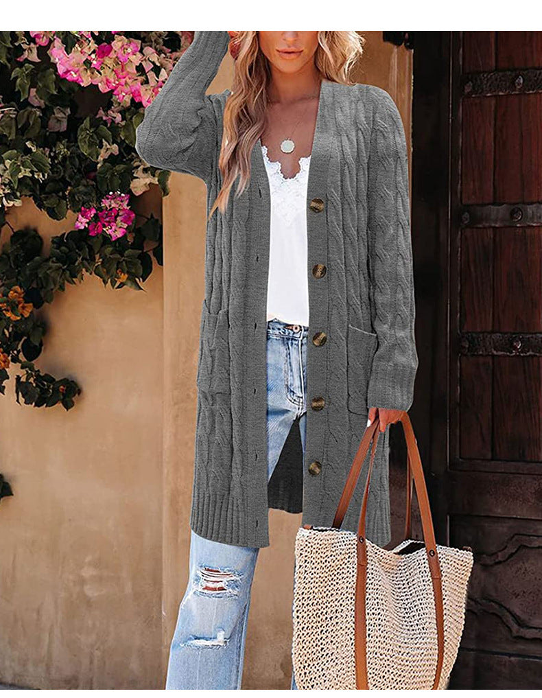 Button Down Long Sleeve Knitted Cardigan Sweater