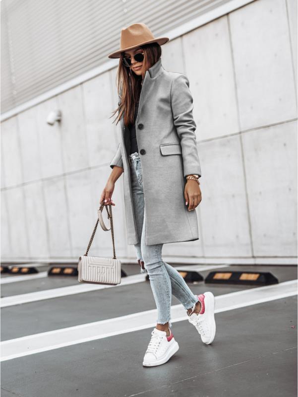 Lapel Knee Length Double Button Jacket Coat