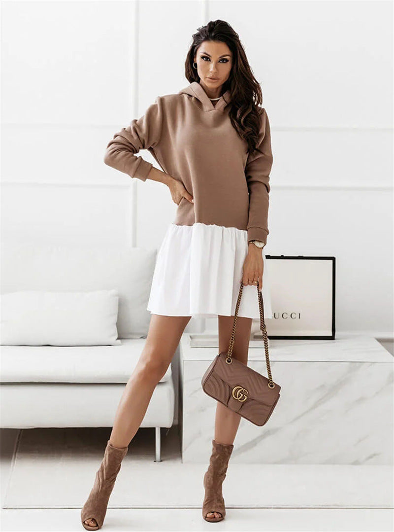 Long Sleeve Hooded Mini Loose Dress