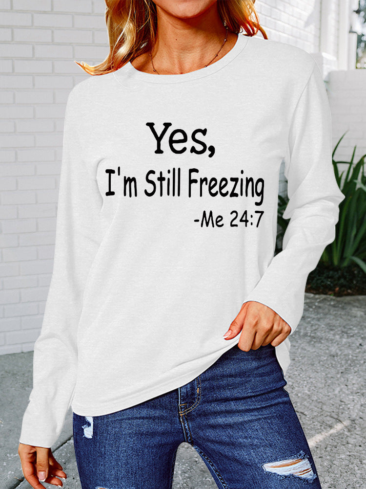 Long Sleeve Casual Freezing Printed Top