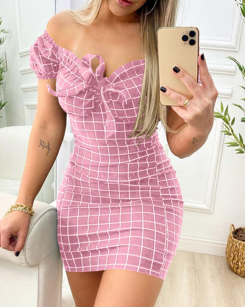 Off Shoulder Wrap Chest Bodycon Mini Dress