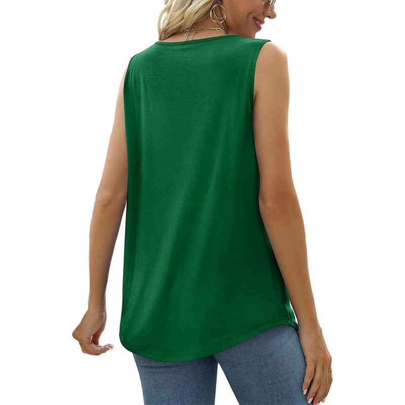 Sleeveless Square Neck Solid Color Loose Blouse Top