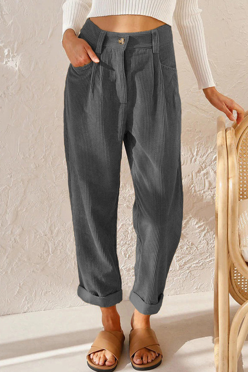 High Waisted Baggy Corduroy Pant