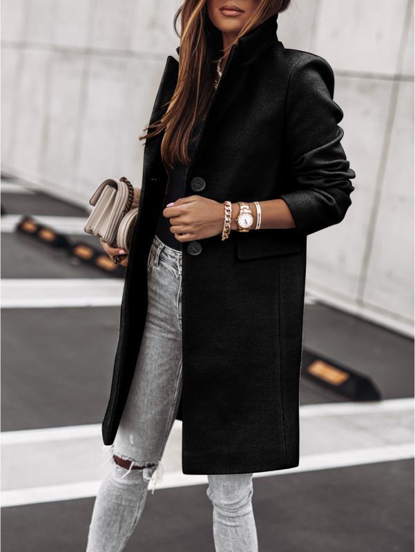 Lapel Knee Length Double Button Jacket Coat