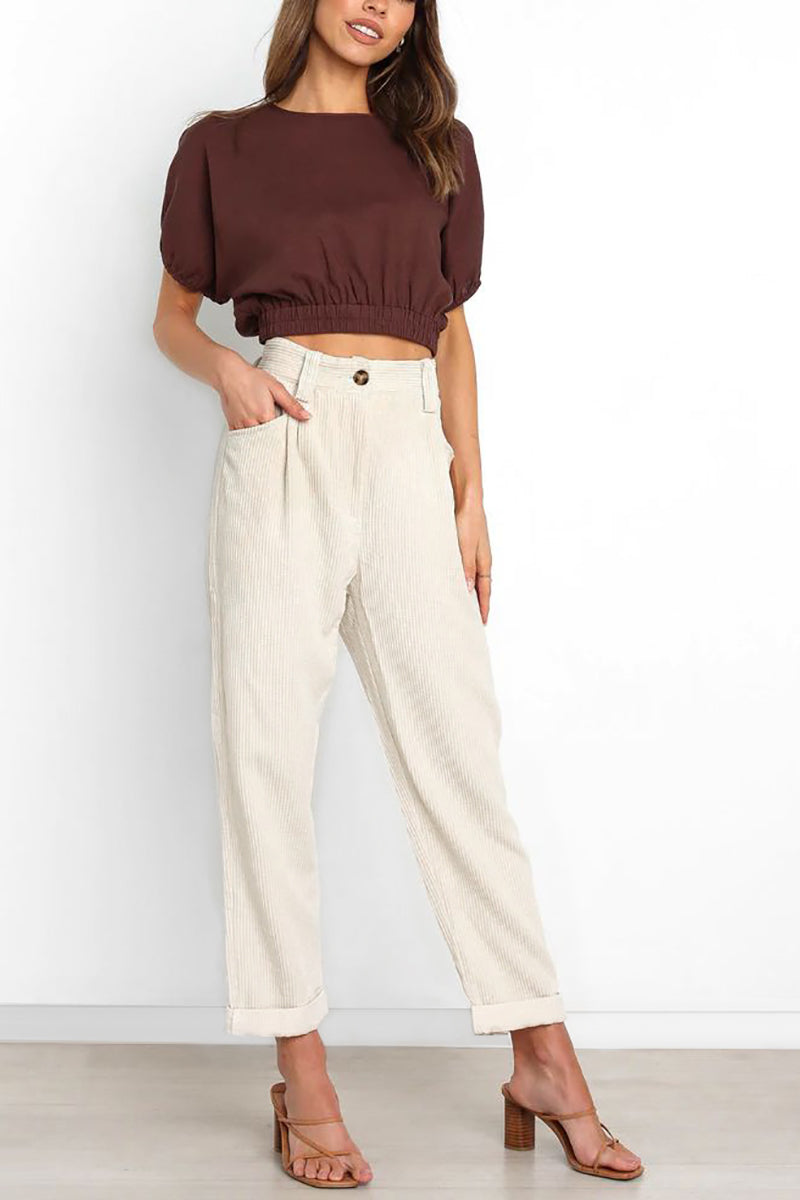 High Waisted Baggy Corduroy Pant