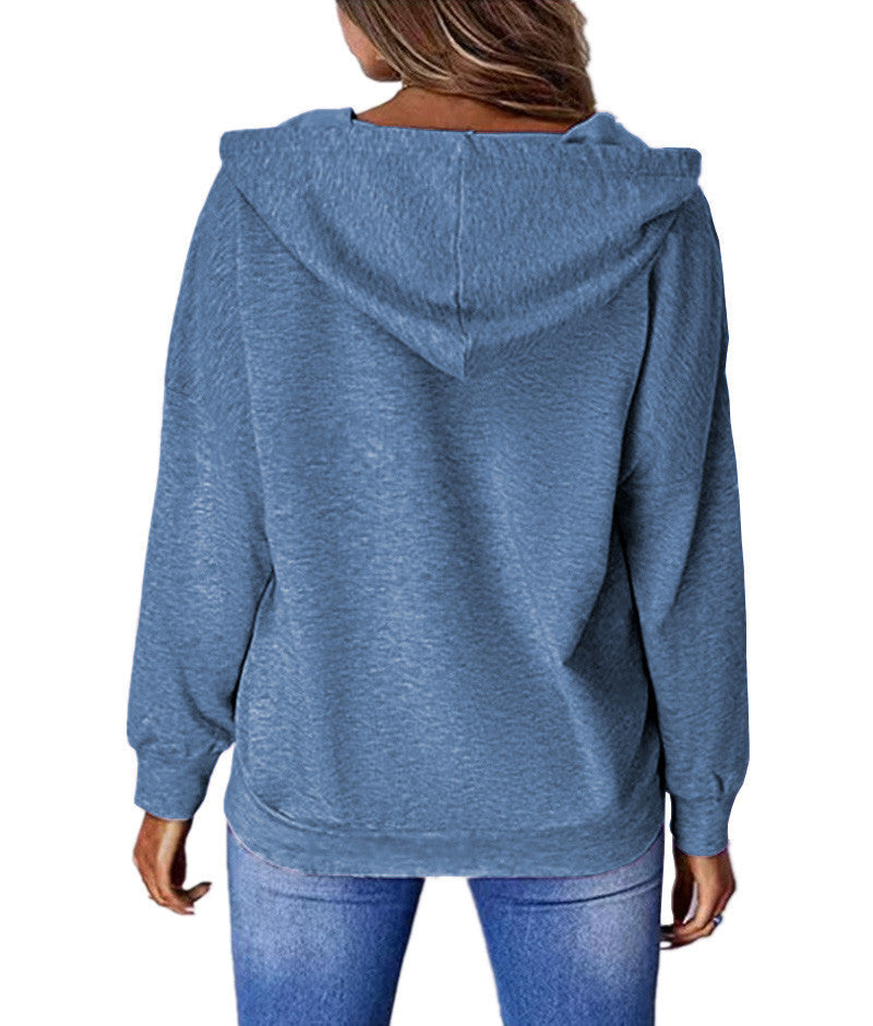 Zip Up Draw String Front Pocket Hoodie