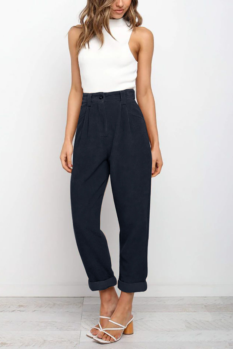 High Waisted Baggy Corduroy Pant