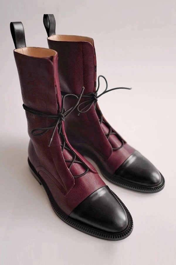 Round Toe Lace Up Martin Boots