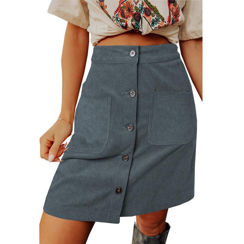 Button Down Double Front Pocket Mini Skirt