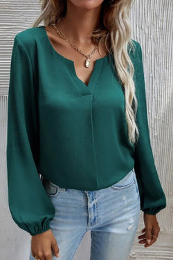 V Neck Long Sleeve Blouse