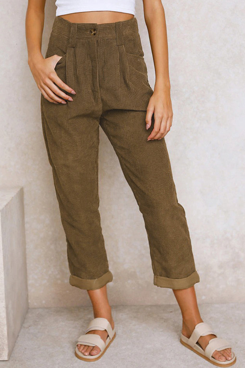 High Waisted Baggy Corduroy Pant