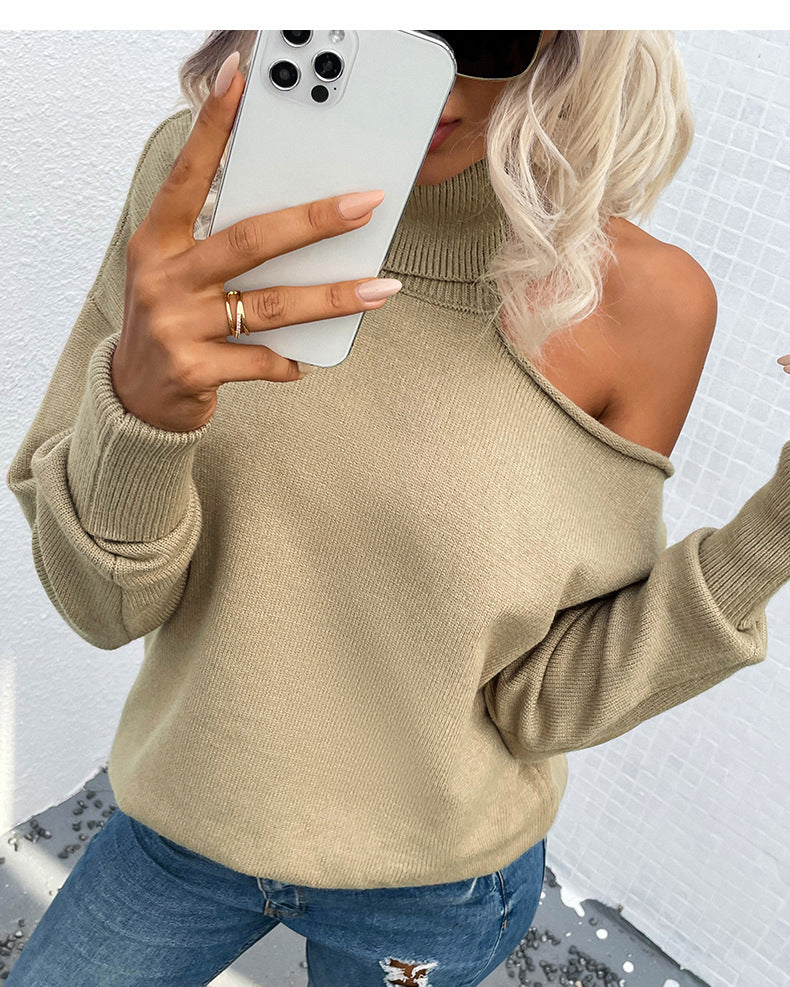 Cold Shoulder Turtle Neck Sweater