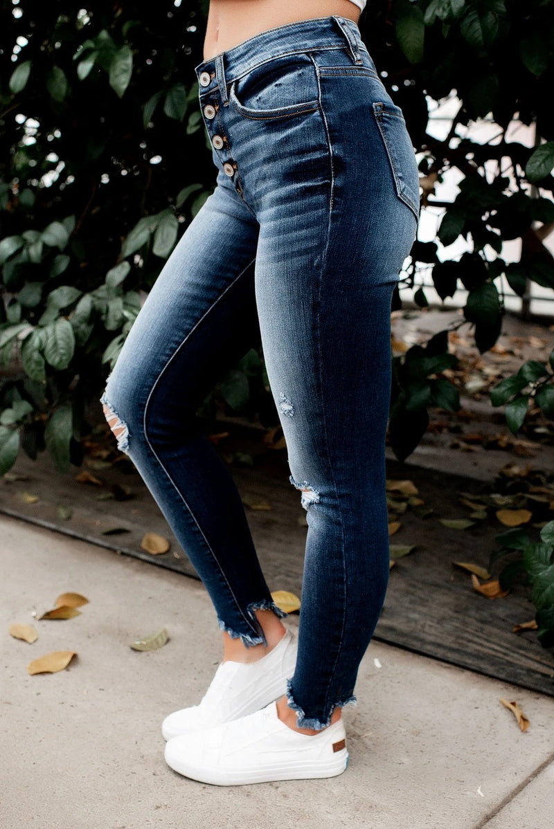 Destroyed Slim Denim Jean Pants