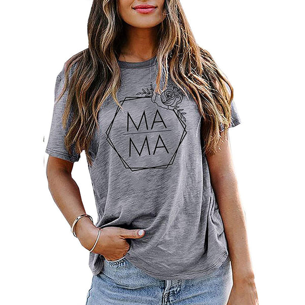 MAMA Printed Short Sleeve Round Neck T-Shirt