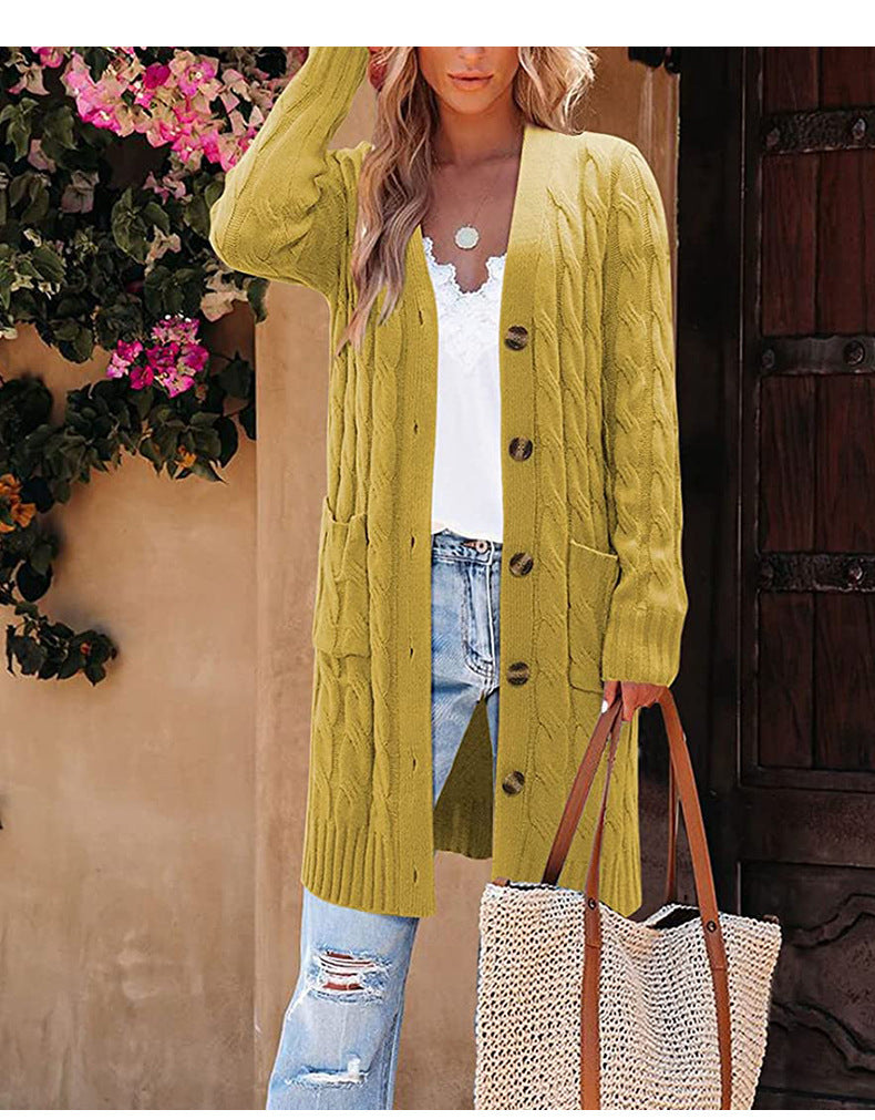 Button Down Long Sleeve Knitted Cardigan Sweater