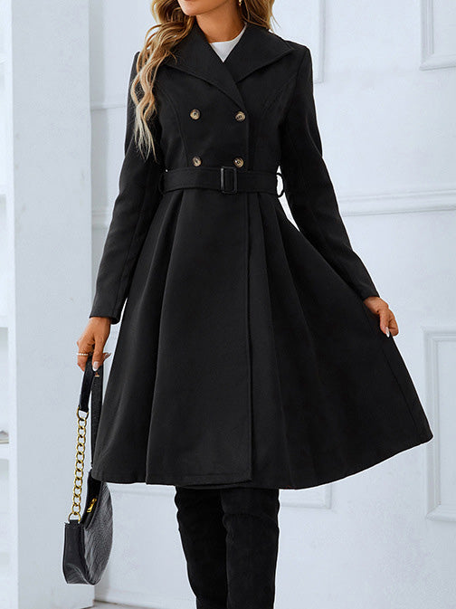 Women's Coats Double Breasted Belt Wool Coat