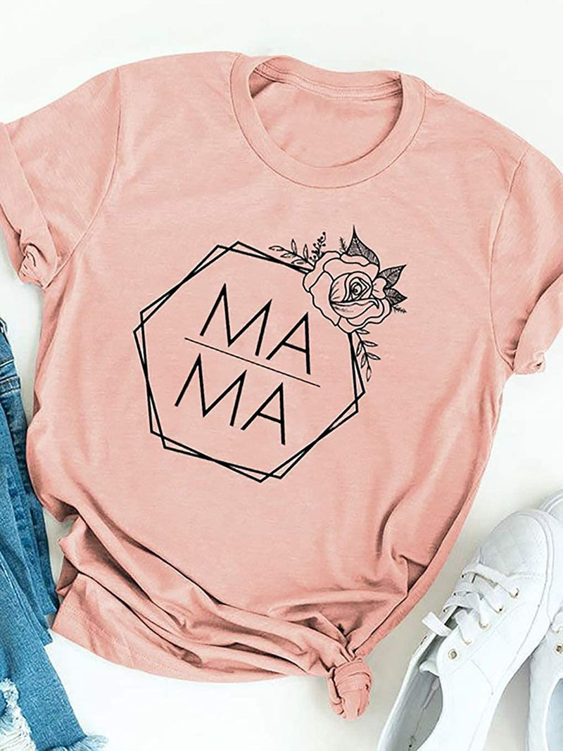 MAMA Printed Short Sleeve Round Neck T-Shirt