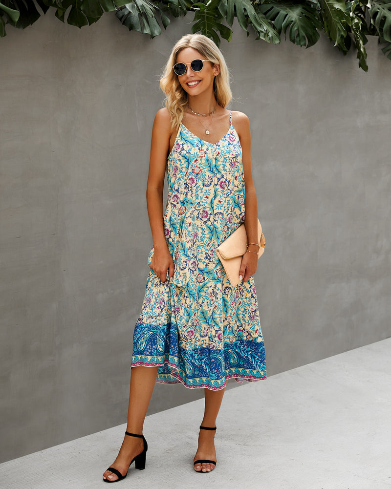 Sleeveless Adjustable Spaghetti Strap Boho Beach Maxi Dress