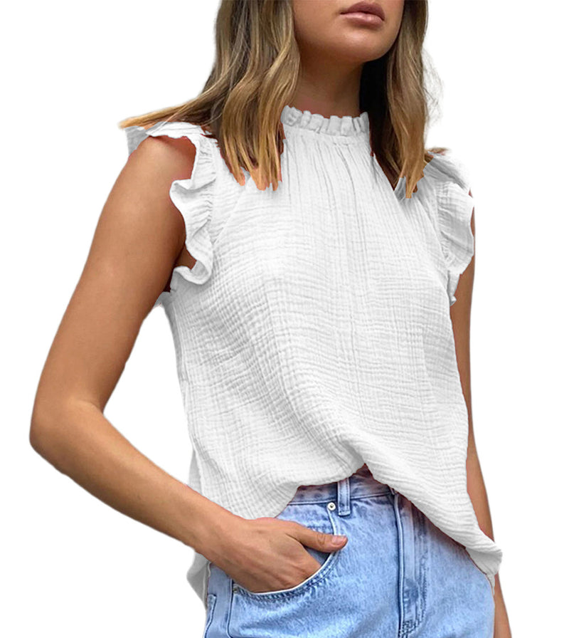 Cap Sleeve Crew Neck Casual Top