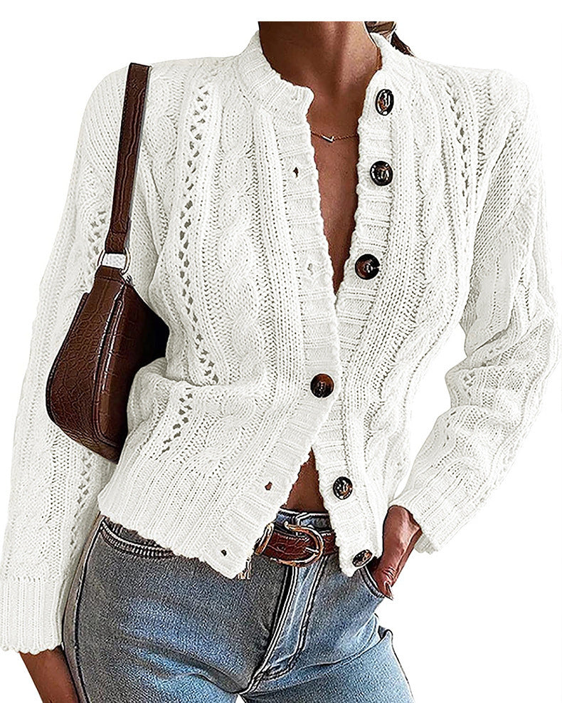 Casual Cable Knit Button Down Sweater