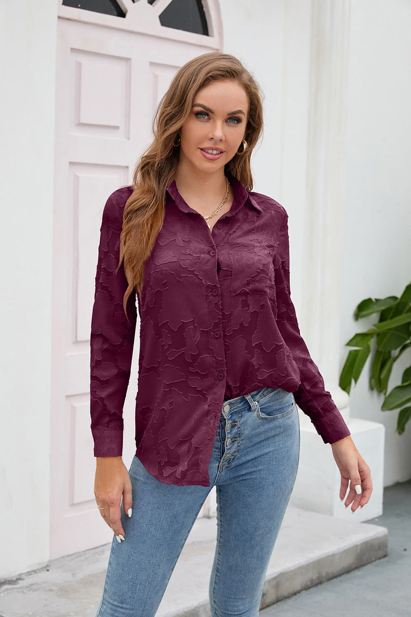 Solid Color Button Long Sleeve Shirt