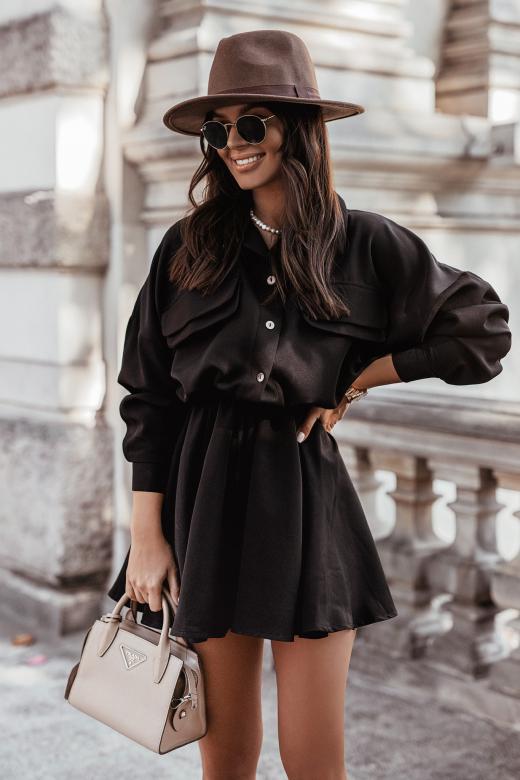 Long Sleeve Button Up Tie Waist Jacket Mini Dress