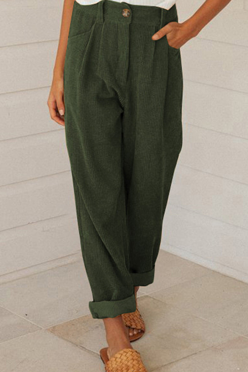 High Waisted Baggy Corduroy Pant