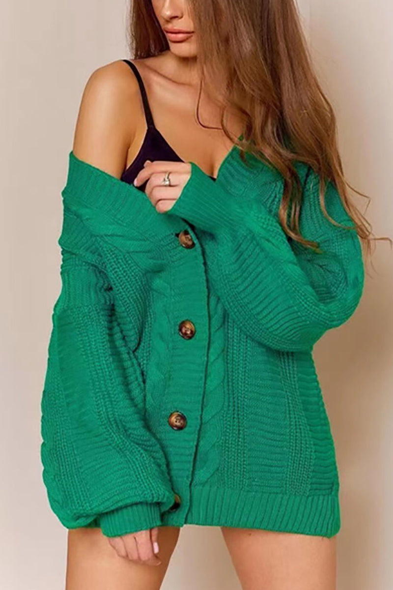 Button Front Cable Knit Cardigans