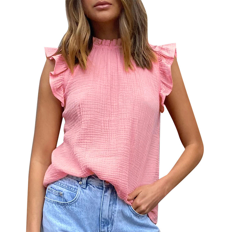 Cap Sleeve Crew Neck Casual Top