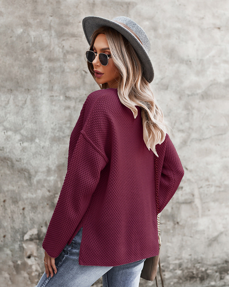 Loose Casual Long Sleeve V Neck Sweater Top