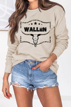 Casual Crew Neck Letter Printed Sweatshirt