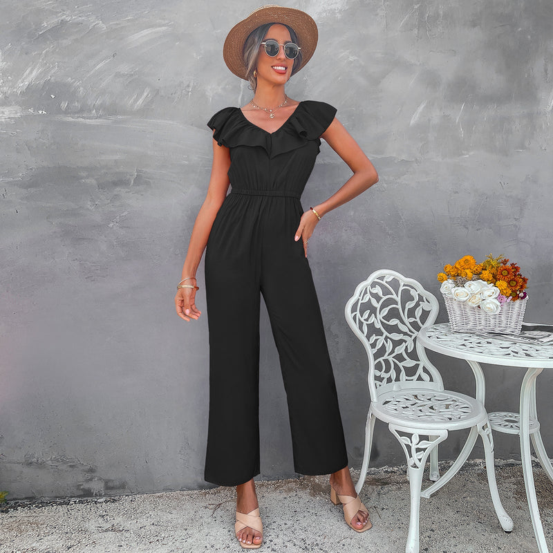 Elegant V Neck Tank Jumpsuit