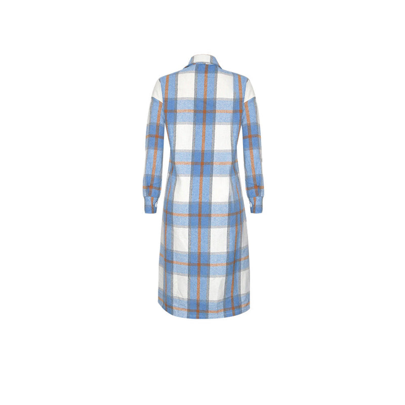 Oversize Long Sleeve Buton Down Plaid Shacket Outerwear