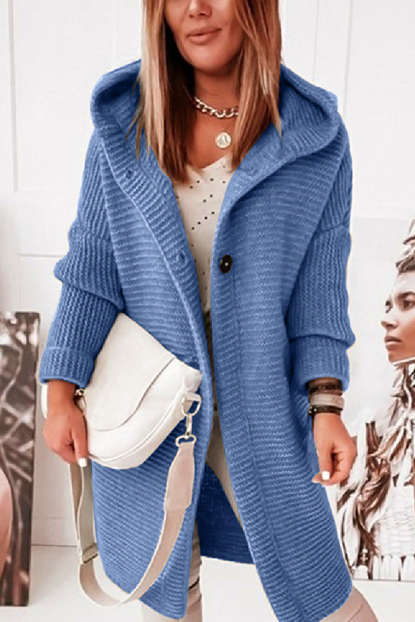 Hold Me Forever Button Hooded Cardigan