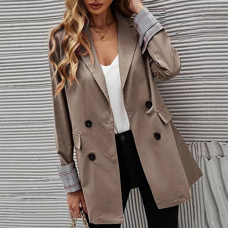 Lapel Bend Down Collar Long Sleeve Coat