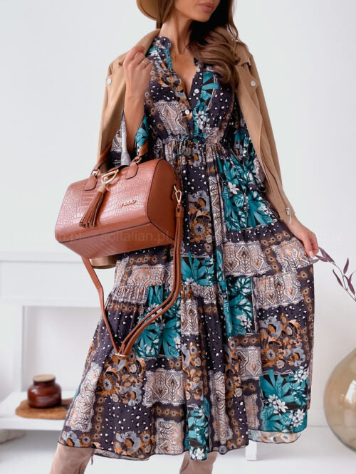 Button Up Hight Waist Floral Maxi Dress