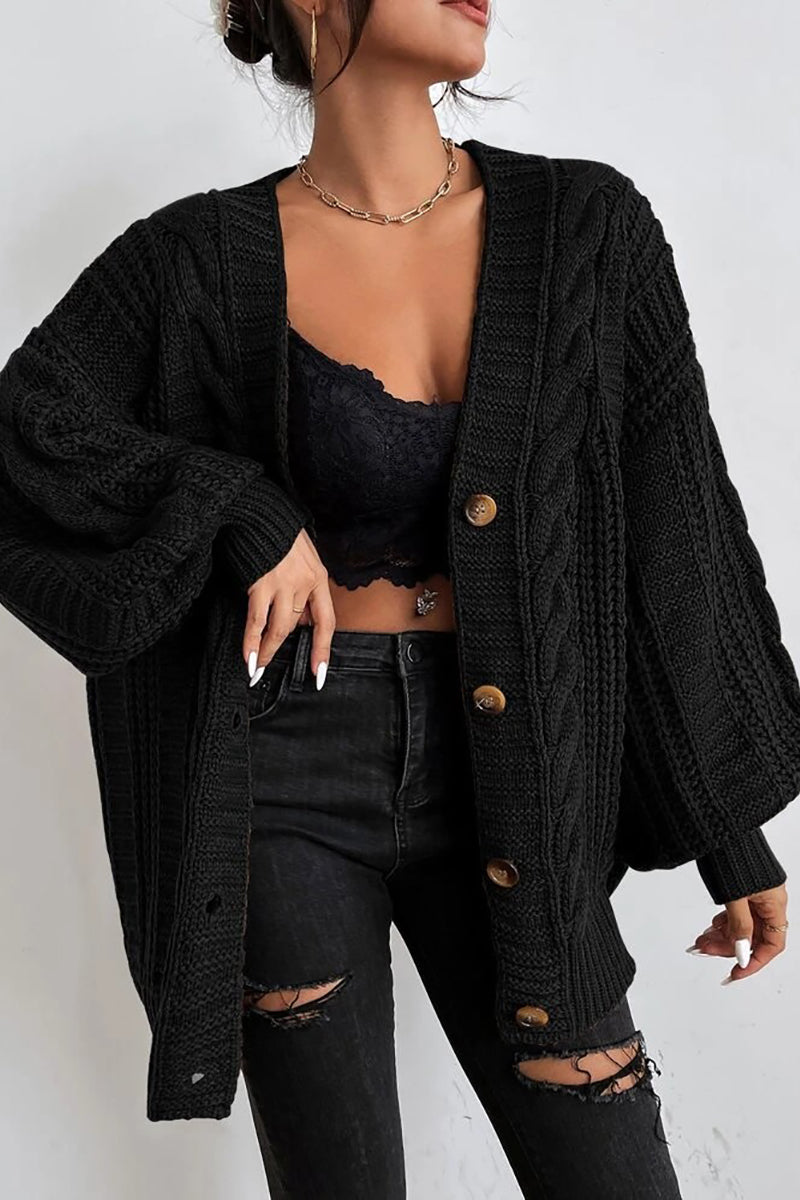 Button Front Cable Knit Cardigans