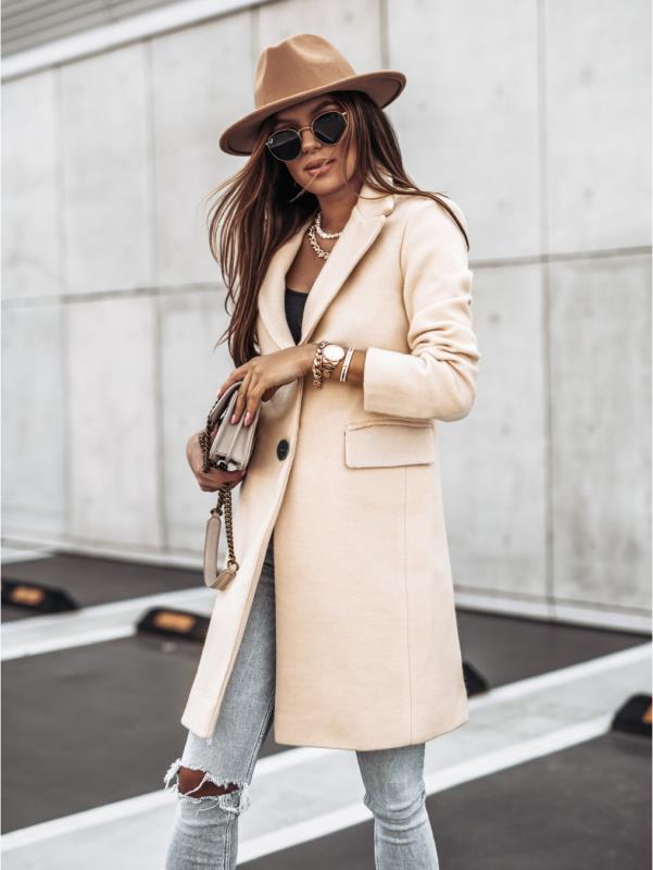 Lapel Knee Length Double Button Jacket Coat