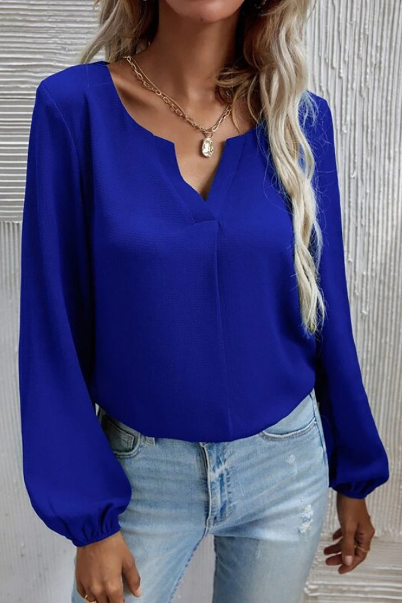 V Neck Long Sleeve Blouse