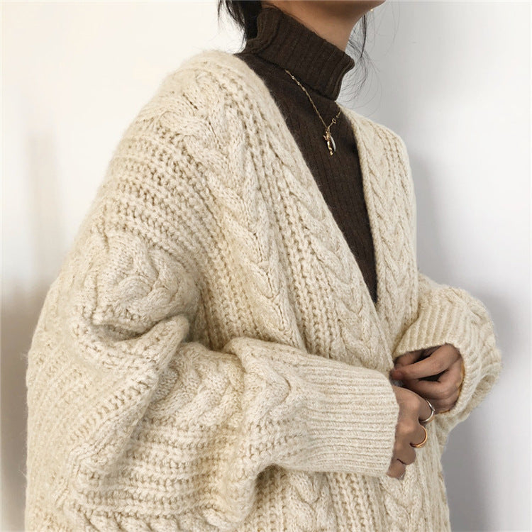 Oversized Chain Knit Loose Sweater Long Cardigan