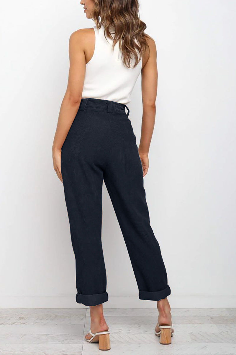 High Waisted Baggy Corduroy Pant