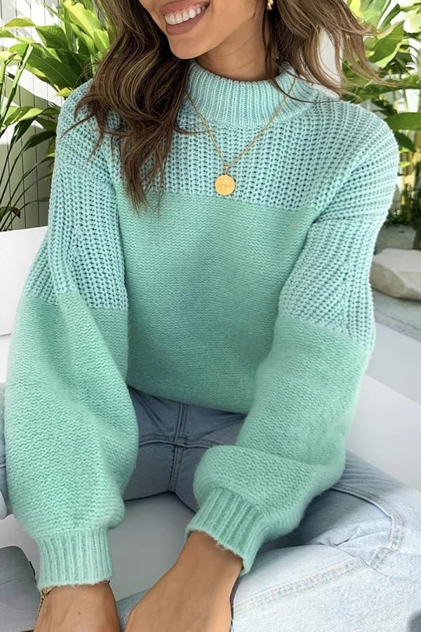 Casual Stitching Crew Neck Sweater