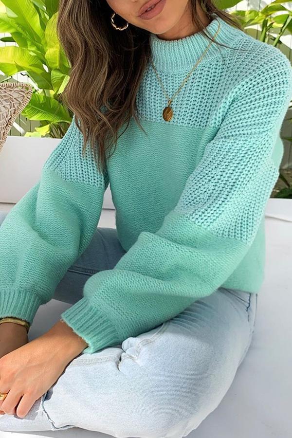 Casual Stitching Crew Neck Sweater